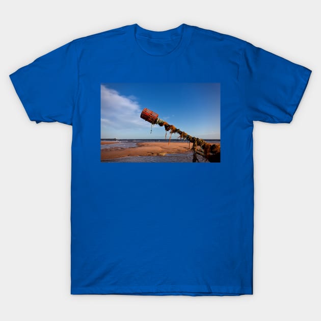 Broken groyne on Blyth beach T-Shirt by Violaman